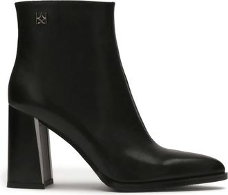 Kazar Klassieke zwarte laarzen op een versierde paal - Dames - Laarzen met Hak - Zwart - 40 EU - Leer - Schoenen