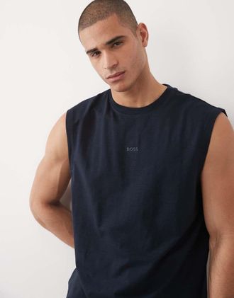 Boss Orange by Hugo Boss Hugo Boss - T-shirt comoda senza maniche blu scuro