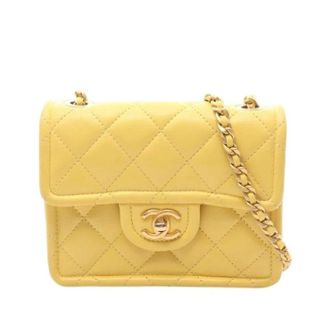 Chanel Pre-owned Mini Flap Crossbody Tas - Dames - Pre-owned - Geel - Maat: ONE Size Leer
