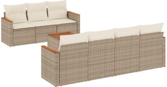 vidaXL Juego De Sof&aacute;s De Jard&iacute;n Con Cojines Beige 8 Pzas Rat&aacute;n Pe Vidaxl