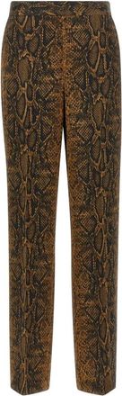 Twinset Python-print Wijde Pijpen Broek - Dames - Straight fit broeken - Bruin - S - Polyester - Broeken