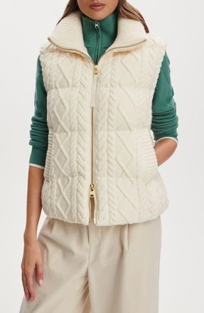 Varley Irina Cable Quilted Puffer Vest in Egret at Nordstrom, Size X-Large