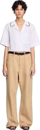 Sandro Crochet collar shirt in White at Nordstrom, Size X-Large