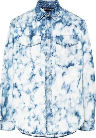 Palm Angels Summer denim shirt - men - Linen/Flax/Cotton/Leather - L - Blue