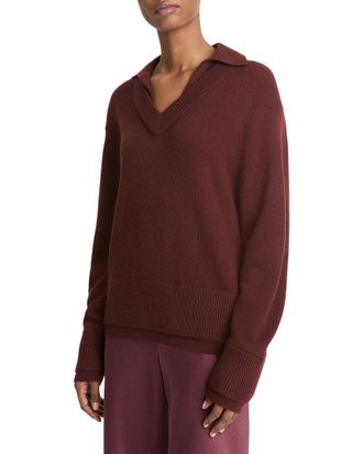 Vince Collared Double Layer Wool & Cashmere-Blend Pullover