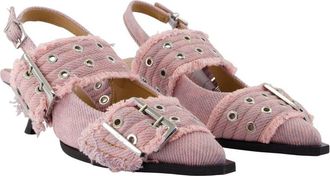 Ganni Womens Buckle-Embellished Fringe Pump Pink Synthetic
