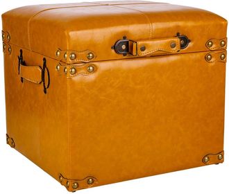 Wanderlust Deco Taburete Caj&oacute;n De Polipiel Naranja 38x38x35