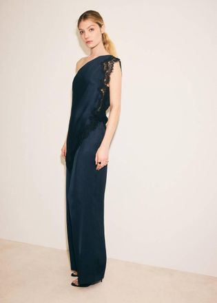 Mango Top lingerie pizzo asimmetrico blu - Donna - S - MANGO