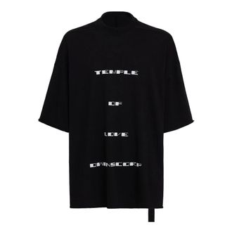 Rick Owens Oversized Tops, male, Black, Size: ONE SIZE Tommy Text-Print T-Shirt