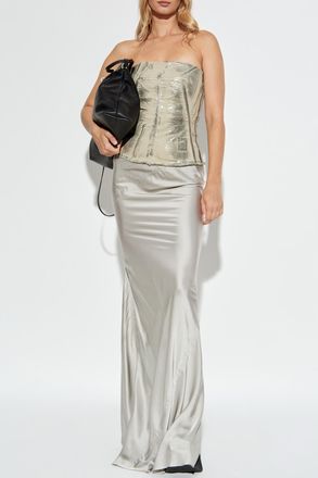 Rick Owens Slim Long Skirt, Womens, Silver