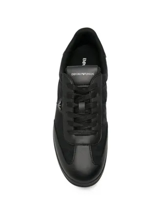 Emporio Armani Logo-Print Sneakers - Black