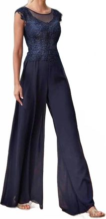Alyce Paris Lace Bodice Jumpsuit In Midnight