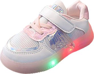 Generic Children Shoes LED Light Emitting Shoes Fashion Children Sports Light Shoes Mesh Breathable Sneakers Toddler Shoes Summer (Pink, 10.5 Little Child)