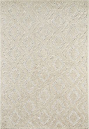 Nazar Rugs Alfombra con diseño de rombos y relieve de color crema - 120x160