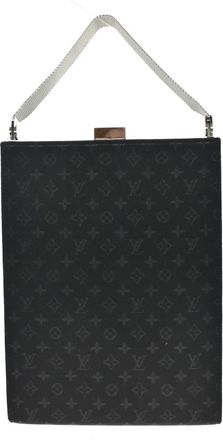 Louis Vuitton Saint Ange Handbag Monogram Satin Black Satin Handbag (Pre-Owned)