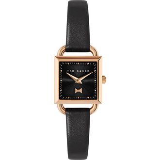 Ted Baker Taliah Bow Leather Strap Watch, 24mm in Black at Nordstrom Rack