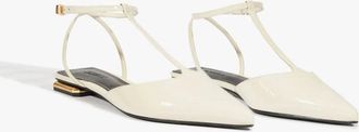 Schutz Schutz Allure Flats Womens White Patent Leather Pointed Toe T-Strap ZOGG3650
