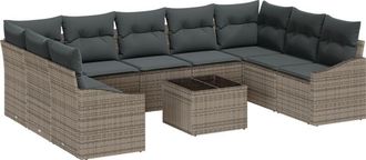 vidaXL Garden Sofa Set 10 pcs Grey Poly rattan Vidaxl