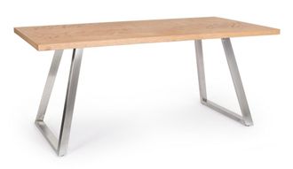 Konte Design Mesa de madera natural y patas de acero 180 x 90 cm