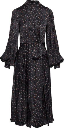 Nissa Midi-jurk met print en strikdetail - Zwart