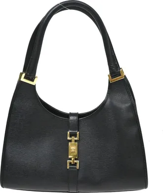 Gucci Vintage Jackie Leather Black Leather Handbag (Pre-Owned)