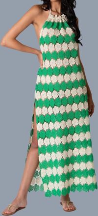 Miguelina Meena Two-Tone Cosmos Flower Lace Dress In Matcha Latte