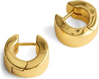 Madewell Chunky Huggie Hoop Earrings in Warm Gold at Nordstrom
