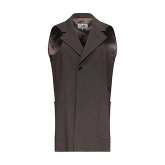 Maison Margiela Mouwloos Maatpak Vest - Dames - Jassen - Bruin - Maat: S Wol