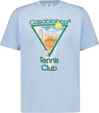 Casablanca Mens Metaphysical Tennis Icon Blue T-shirt Cotton - Size X-Large