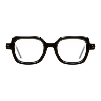 Kuboraum Black Shine Ivory Square Eyeglasses - female - Kuboraum - Glasses - Black - ONE SIZE - Accessories