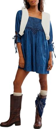 Free People Sonora Chambray Minidress in Midnight Rinse at Nordstrom, Size X-Large