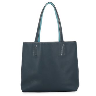 Herm&egrave;s Blue Atoll Colvert Taurillon Clemence Leather Swift Leather Tote Bag (Pre-Owned)
