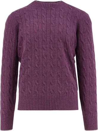 Brunello Cucinelli Cable Knit Cashmere Sweater - Heren - Cashmere truien - Paars - L - Kasjmier - Truien & Vesten