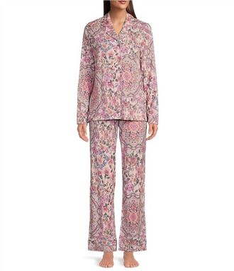 Johnny Was Aussie Long Sleeve Pajama Set In Pink Multi