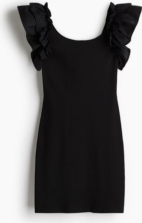 H&M Jerseykleid mit Volant - Schwarz
