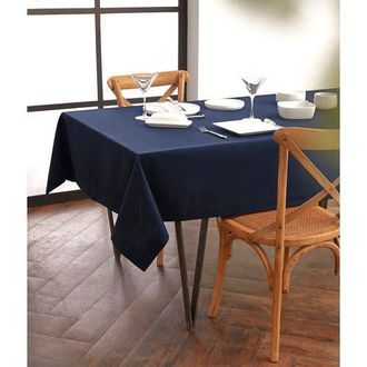 Solino Home Cotton Linen Plain Tablecloth for Dining Table, Holiday and Everyday Dining Table Decor - Dru in Navy at Nordstrom, Size X-Small