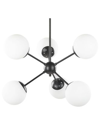 Beliani Lampada Da Soffitto Industriale Moderna 6 Luci Metallo Nero E Bianco Adawro