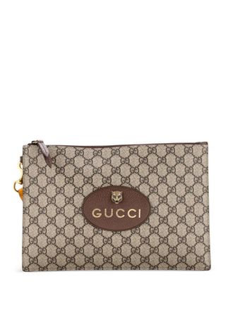 Gucci Neo Vintage Wristlet Pouch GG Coated Canvas clutch bag - Bruin