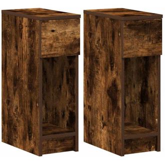vidaXL Vidaxl - Bedside Cabinets with Drawer 2 pcs Smoked Oak 20x36x60 cm