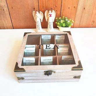 OEM Caja Para Guardar T&eacute;, Contenedores Decorativos Para Bolsitas De T&eacute; De 9.45 X 9.45 X 3.54 Pulgadas, Multifuncionales Para El Hogar