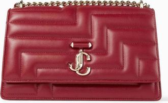 Jimmy Choo London Avenue Shoulder In Cranberry / Light Gold