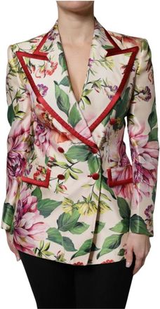 Dolce & Gabbana Floral Double Breasted Jacket - Dames - Blazers - Veelkleurig - 2XS - Jassen
