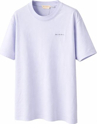 Marni Mens Organic Cotton Certified Logo T-Shirt In Illusion Blue