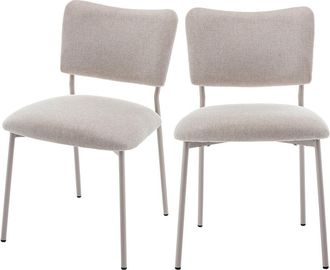 DRAWER Lote de 2 sillas de tela y metal con patas beige - Beige