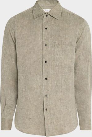Loro Piana Mens Andre Summer Linen Casual Button-Down Shirt