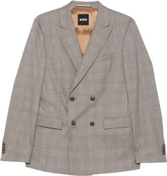 HUGO BOSS Woolen Suit - Heren - Blazers - Beige - XL - Katoen - Jassen