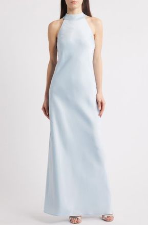 Wayf Violetta Matte Satin Gown in Baby Blue at Nordstrom, Size Xx-Large