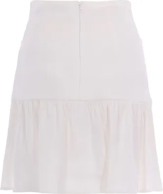 Elisabetta Franchi Womens Skirt Gathered Ivory Linen