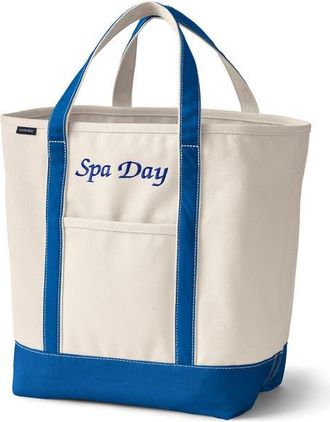 Lands End Lands End Canvas Open Top Tote Bag Regular & Long Handle Carry All - Stylish for Work Travel Beach Errands Great Gift in