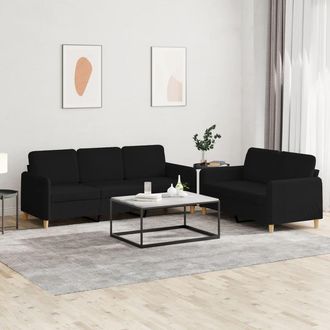 vidaXL Vidaxl - Juego De Sof&aacute;s Con Cojines 2 Piezas Tela Negro